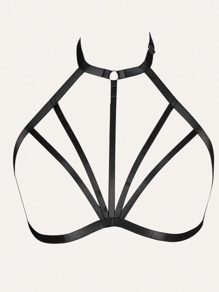 

plus ring linked bra harness t6rf#, Black;white