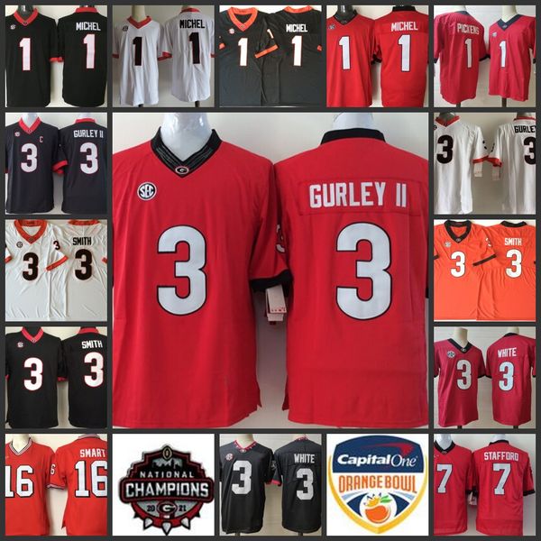 

ncaa uga georgia bulldogs football jersey 7 matthew stafford jerseys 1 sony michel 1 george pickens 3 todd gurley ii 3 roquan smith 3 zamir, Black