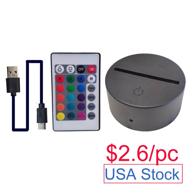 

3d led night light base, 3d optical illusion bedside lamp, remote & touch control 16 colors perfect for christmas new year birthday gifts