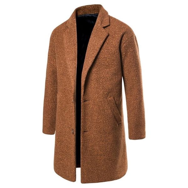 

boys winter coat plus size woolen over coat male long windbreaker jacket cotton warm men fiber overcoat lj201109, Black
