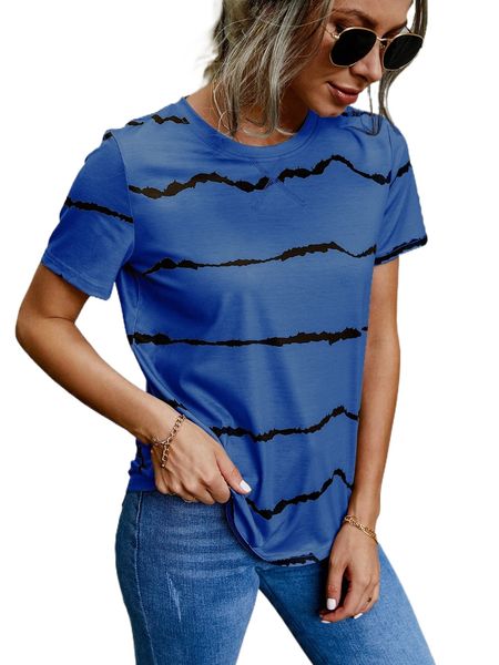 

striped round neck tee r7b5#, White