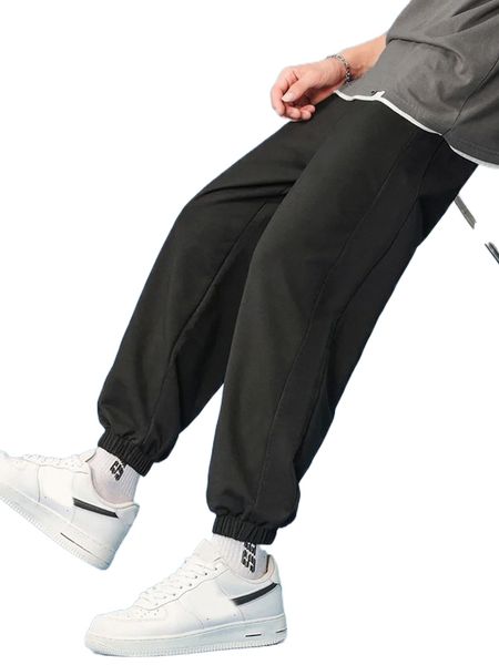 

men solid slant pocket sweatpants h4s7#, Black