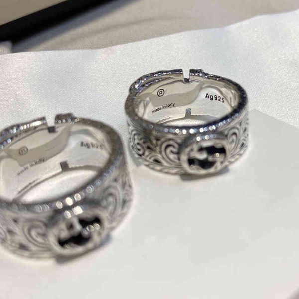 

s925 silver old 925 sterling rattan buckle ring personalized fashion couple exclusive design jewel