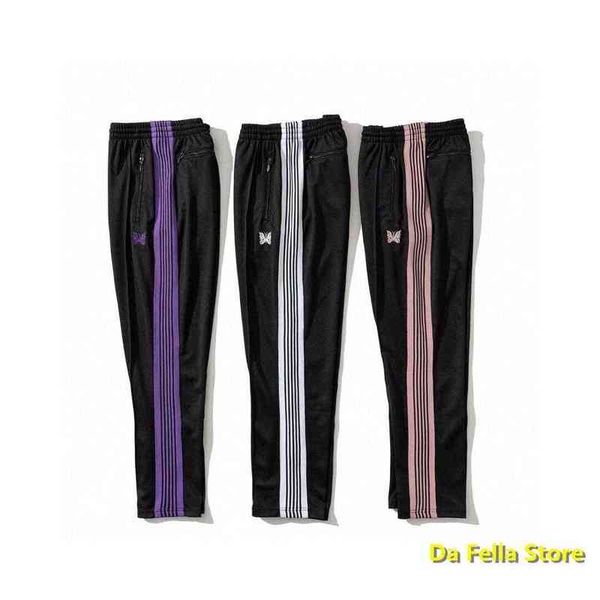 

2020 needles pants 3 colors men women seasons streetwear awge needdles sweatpants butterfly embroidery rocky trousers japan t220803, Black