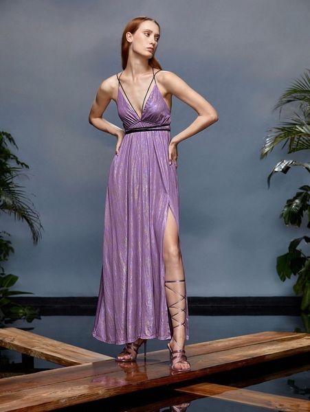 

x carolina velarde criss cross split thigh cami dress k4jo#, Black;gray