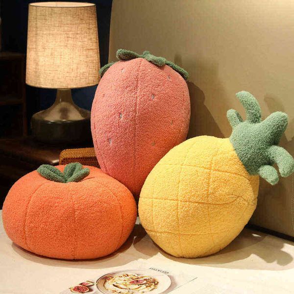 Cartoon Creative Strawberry Pineapple Cuddle Orange Childrens Fruta fofa de sofá de pelúcia de pelúcia Cushion Decor Girl Girl J220704