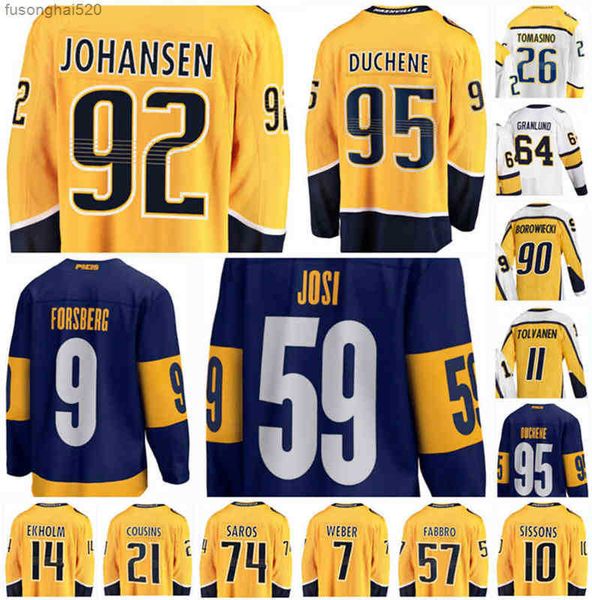 

2022 roman josi hockey jersey filip forsberg ryan johansen matt duchene mark borowiecki mattias ekholm juuse saros sissons custom stitched, Black;red