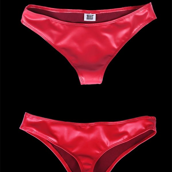 BOOM super avançado de borracha leica mass brilhar brilho t Shaped Briefs Sexy Rouphe LJ201110