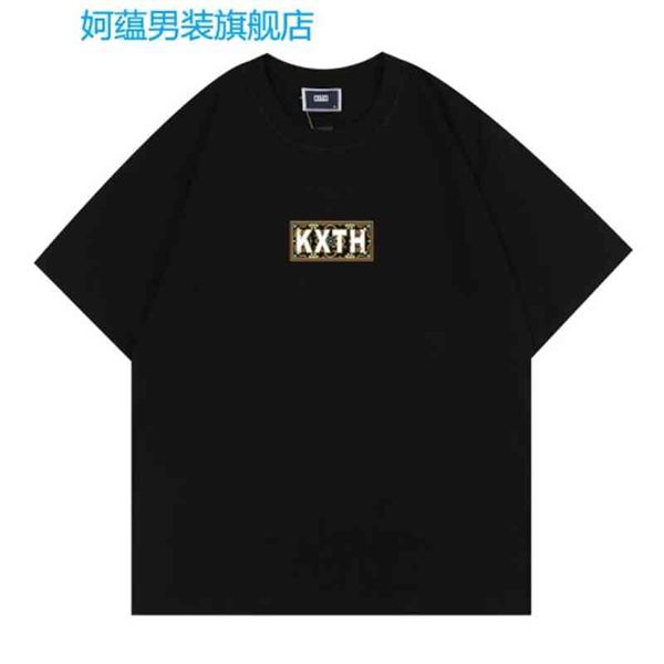 

kiss branded fashion kiss moroccan yellow cashew flower totem men's women's short t-shirt men's women's street black s, White;black