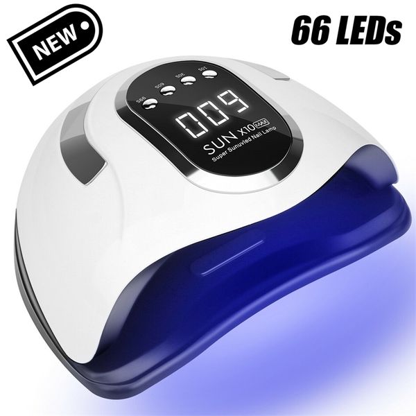 SUN X10 Max UV LED Schnell trocknender Gel-Nagellack-Trockner 66 LEDS Heimgebrauch Eislampe mit Auto-Sensor für Maniküre-Salon 220630