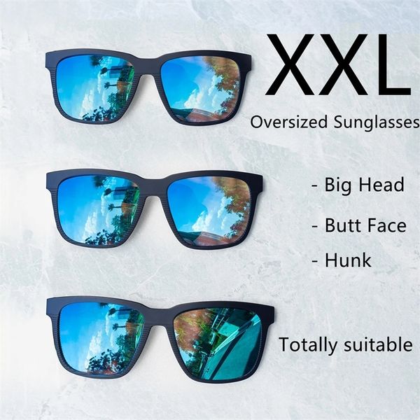 JULI Quadratische übergroße polarisierte Sonnenbrille für große Köpfe Männer Retro Vintage XXL Super große Sonnenbrille UV-Schutz MJ8023 220620