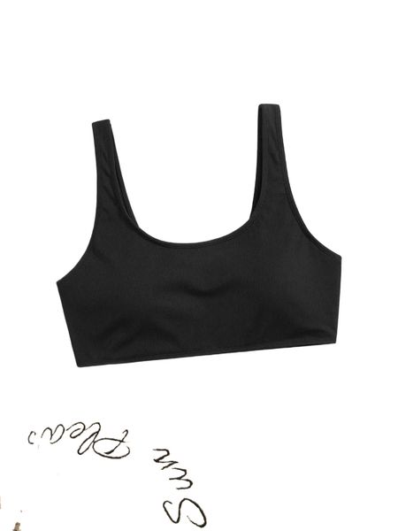 

plus ribbed knit bikini g1h0#, Black