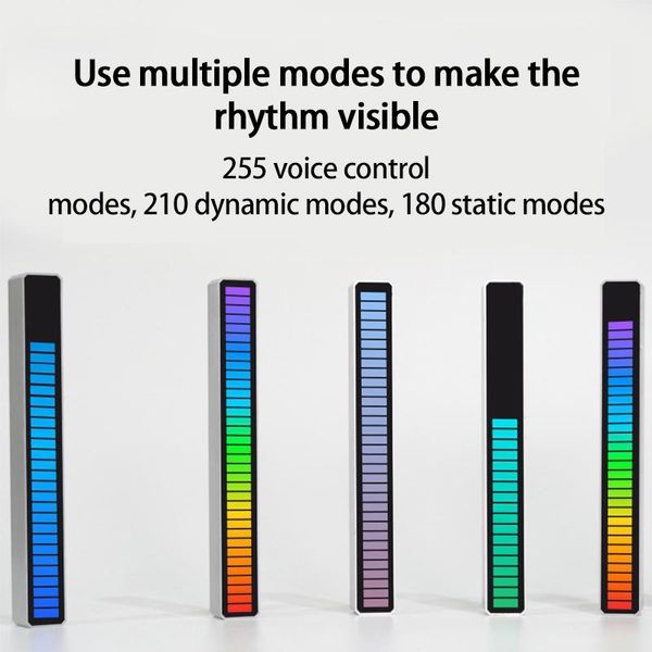 Akıllı Otomasyon Modülleri Renkli Ses Kontrolü Işık USB/Şarj Edilebilir Pil 32 LED Sese Aktif Pikap Ritim Şeridi Bilgisayar Carsmart