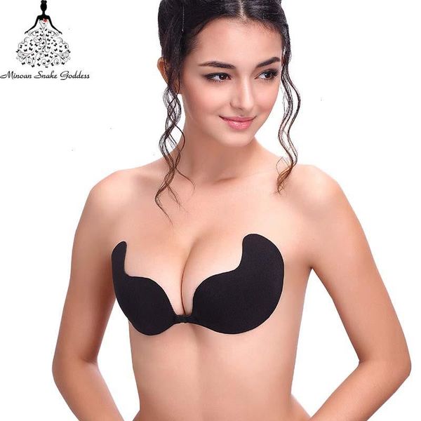 

push up strapless brassiere seamless invisible silicone sticky bra for women wedding cups, Red;black