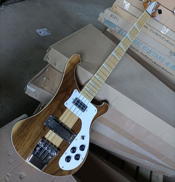 

4 strings walnut neck-thru-body electric bass guitar maple fretboard