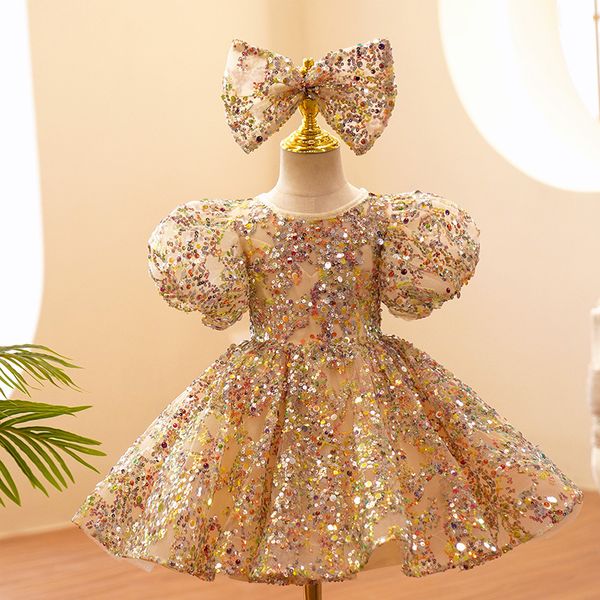

elegant gold princess girls pageant dresses sequined blingbling floor length ball gown pageant dresses for teens toddler girls flower dress, White;blue