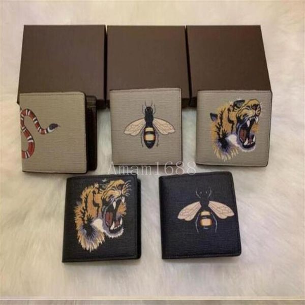 

new fashion luxury women wallet purse designer animal pattern leather men short wallet card holders with box2508, Red;black