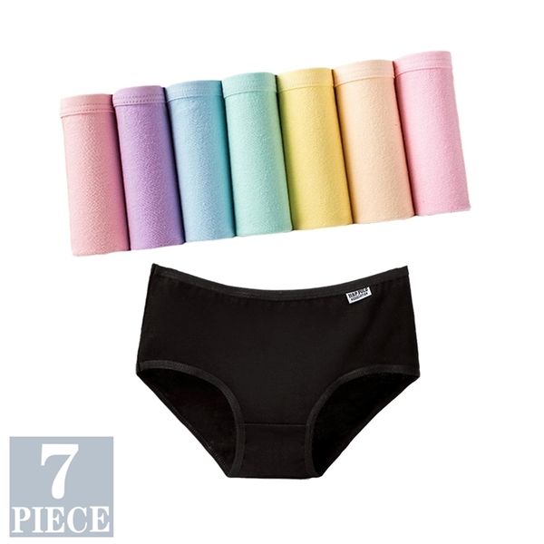 7PCS Mutandine per le donne Ragazze Biancheria intima Mutandine di cotone Cueca Calcinhas Lingerie sexy Slip traspiranti Donna Plus Size Pantys 220513