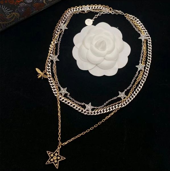 

luxury fashion ladies designer necklace star letter necklace women holiday gifts, Silver