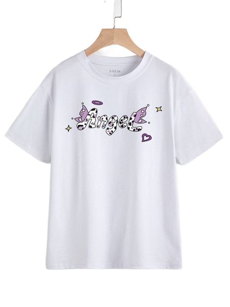 

letter graphic drop shoulder tee e4hl#, White