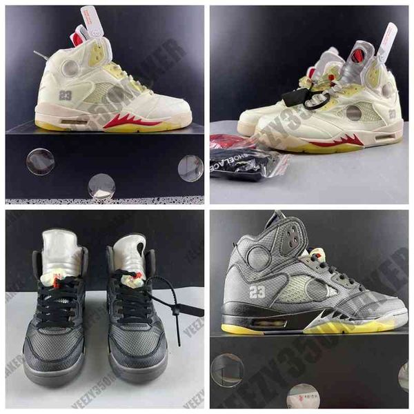 

2020 og off cream metallic reflective 5 5s 3m shoelace white men basketball shoes athletic sport sneakers designers trainers us7-13, White;red