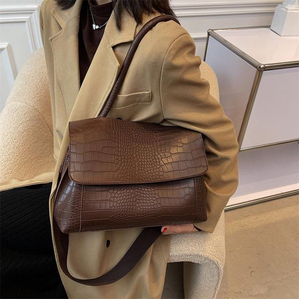 

evening bags crocodile pattern women's handbag large capacity shoulder messenger designer pu leather tote bag