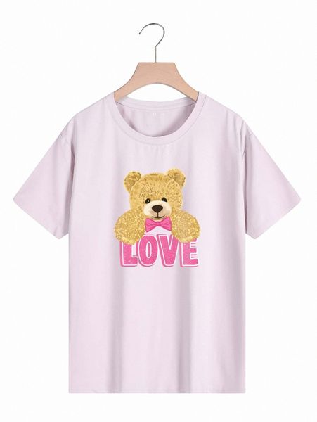 

letter & bear print tee 82fb#, White