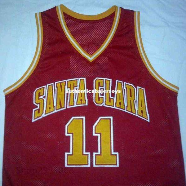 

custom steve nash santa clara broncos white red college basketball jersey embroidery stitched customize any size and name, Black