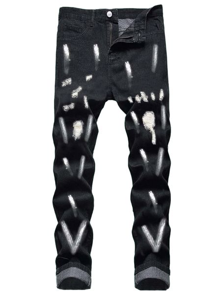 

romwe guys ripped jeans f3sz#, Blue