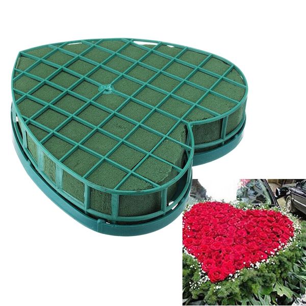 Blocchi di gommapiuma per fiori Base a forma di cuore aperto Gabbia floreale in gommapiuma Porta fiori per fiori o piante artificiali Auto da matrimonio