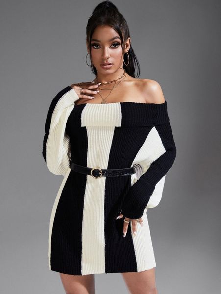 

sxy off the shoulder foldover sweater without belt q7wu#, White;black
