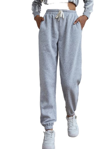 

slant pockets drawstring waist sweatpants 13vt#, Black;white