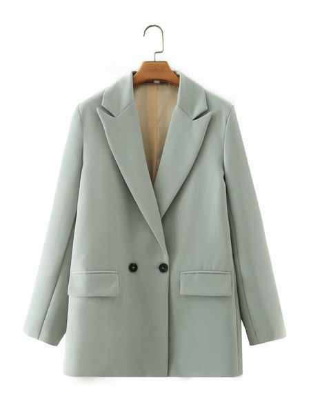 

double breasted lapel neck blazer c6zn#, White