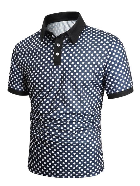

men polka dot print polo shirt f2mn#, White;black