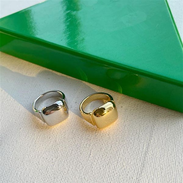

italian design jewelry smooth square ring fashion 18k gold plated fashion personalized men's and women's ri292v, Golden;silver