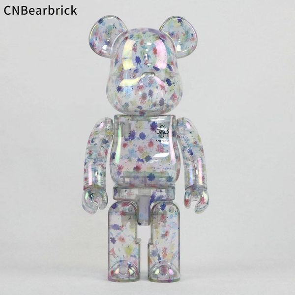 

new bearbrick broken flower transparent building blocks violent bear 400% trend ornaments children's toy doll doll abs joints 28cm