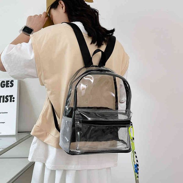 

pvc transparent waterproof backpack new pvc large capacity student schoolbag
