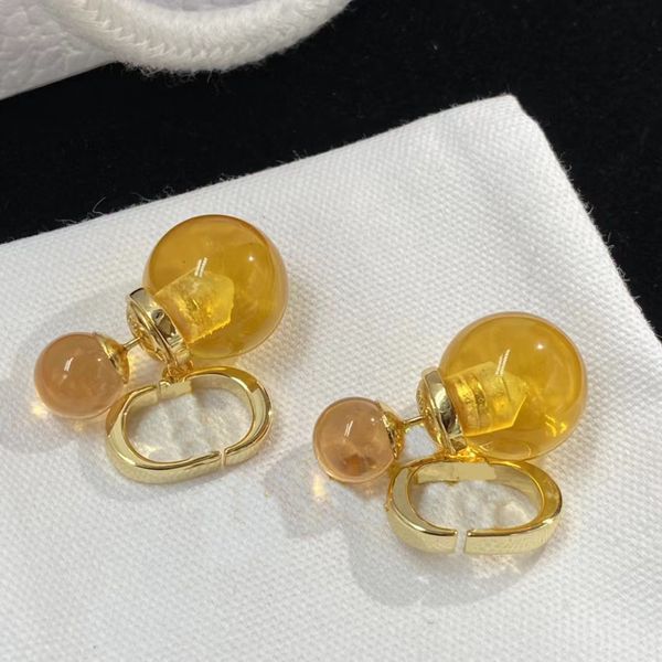 

2022 new fashion orange letters pendant charm earrings aretes orecchini women brand designer pearl earring for women party gift jewelry with, Golden