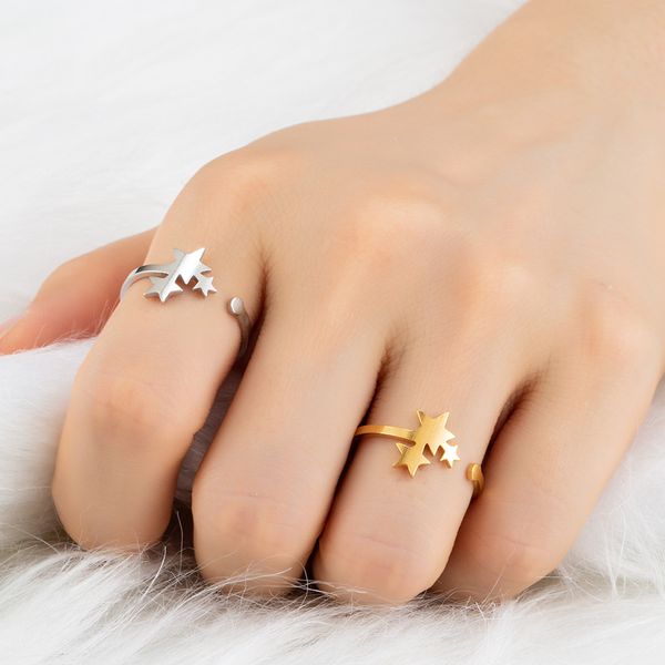 

fashion silver gold star ring stainless steel knuckle rings for women men friend couple jewelry