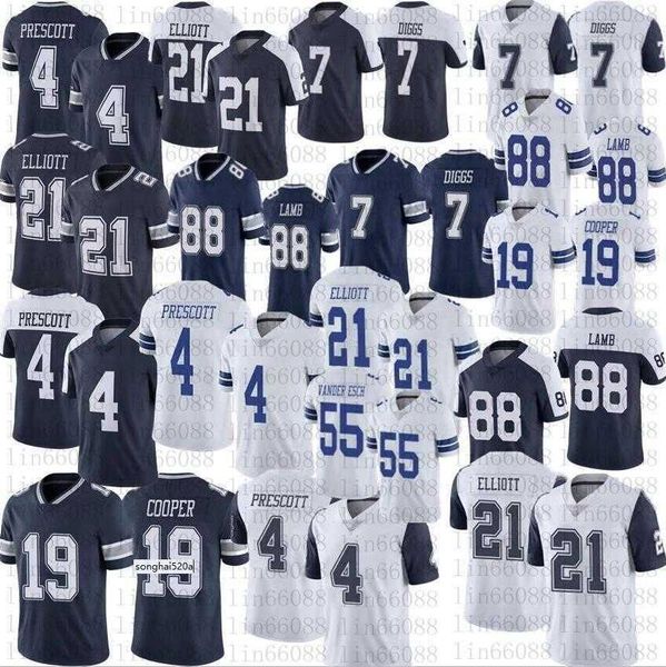 

men football 4 dak prescott 21 ezekiel elliott 11 micah parsons leighton vander esch 19 amari cooper 88 ceedee lamb 7 trevon diggs stitched, Black;red