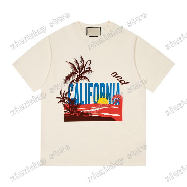 

22ss men women designers t shirts tee vacation california print sunshine short sleeve crew neck streetwear white xinxinbuy xs, White;black