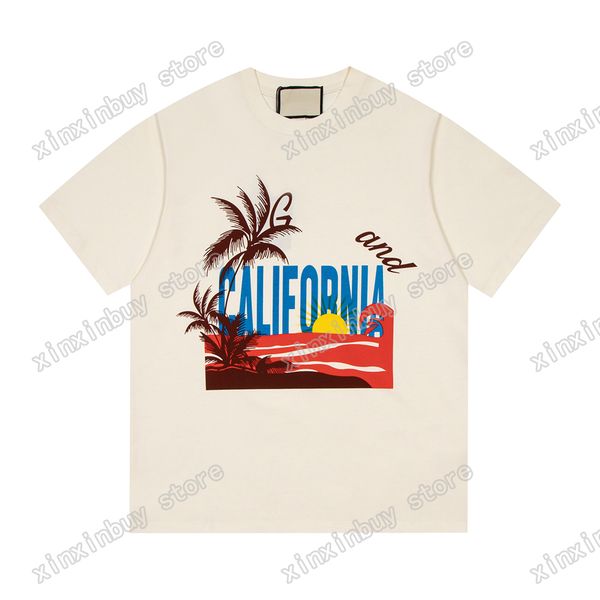 22ss Uomo Donna Designer magliette tee Vacanza California stampa sole manica corta Girocollo Streetwear bianco xinxinbuy XS-L