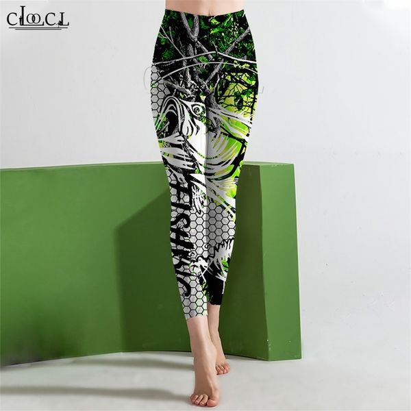 

womens leggings bass carp fishing printed high waist elasticity 3d legging for women fitness pants 220617, Black
