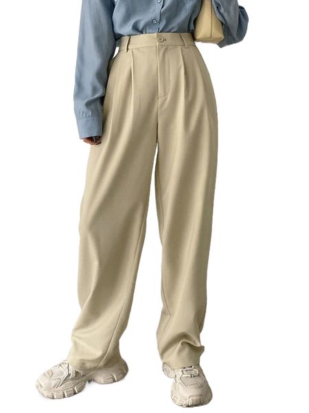 

dazy plicated detail straight leg pants o0hp#, Black;white