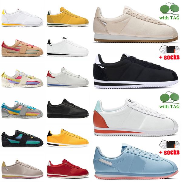 

wholesale 2023 fashion cortez running shoes with socks nylon black white leather light bone blue purple union la x cortezs sesame smoke grey