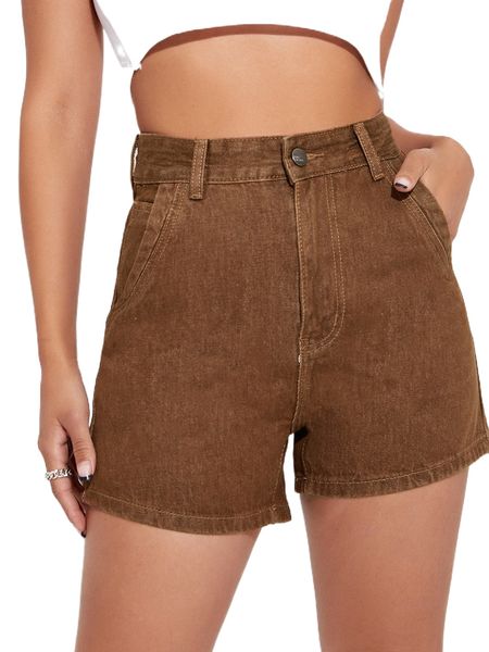 

high waist denim shorts 07al#, White;black