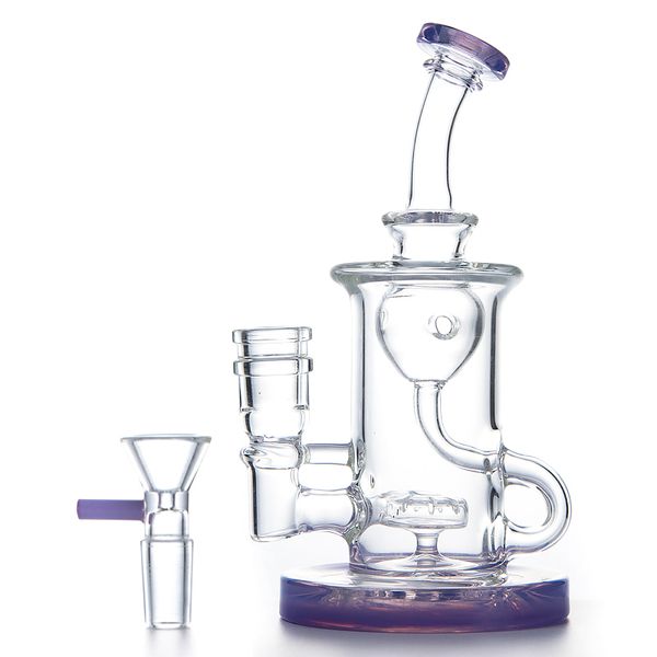 Soffione doccia all'ingrosso Perc Klein Bong in vetro Recycler Torus Narghilè 14mm Tubi per acqua con giunzione femmina Vetro inebriante Rigs olio unico Dab Rig XL-2071