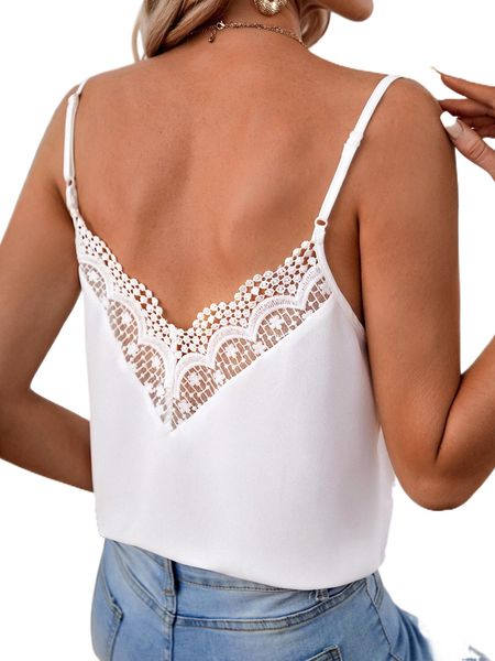 

guipure lace panel cami y6gg#, White