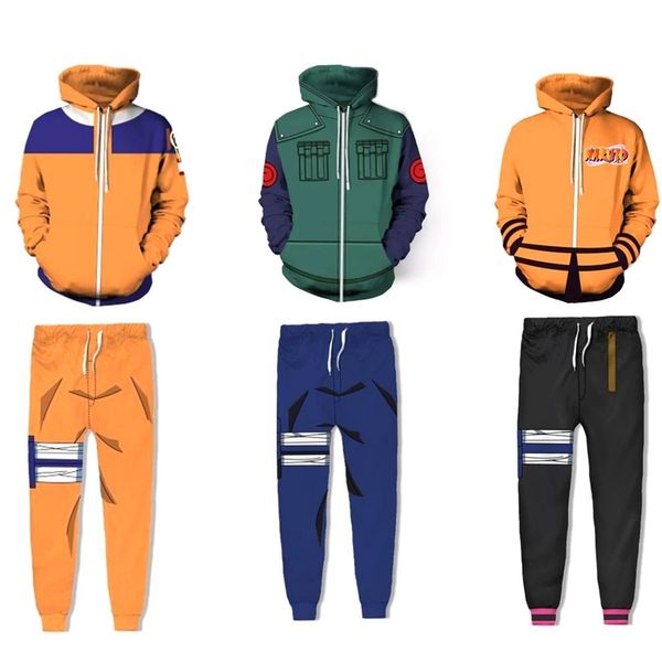

naruto 3d hoodie shippuden hokage uzumaki costume cosplay pullover hoodies jacket men women naruto sweatshirt pant clothes sets c1273z, Black