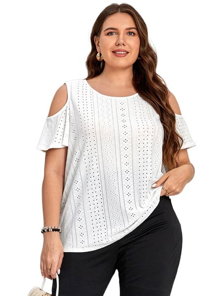 

emery rose plus cold shoulder hollow out tee m1eb#, Black